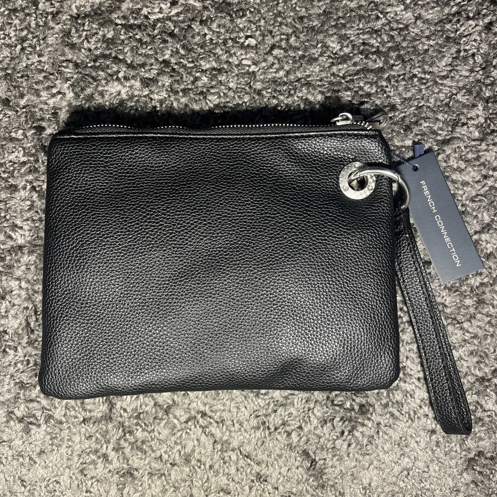 French Connection Lara Pebble Double Slim Pouches-Black-New with Tags-$48 Retail